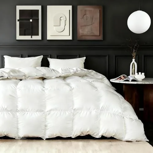 down fiber comforter oversize king sizepremium ultra soft breathable comforter high fill power white duvet insertall season hotel luxury bedding comforters 8 corner center loopsbaffle box design