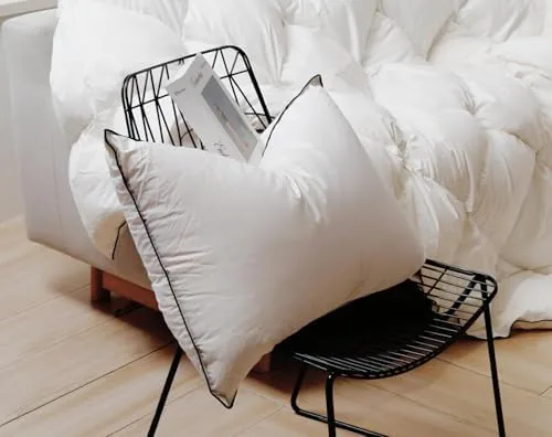 hyvif hotel quality down pillows skin friendly cover fluffy medium firm support pillows for sleeping breathable bed pillows ideal for side back and stomach sleepers white king pack of 1